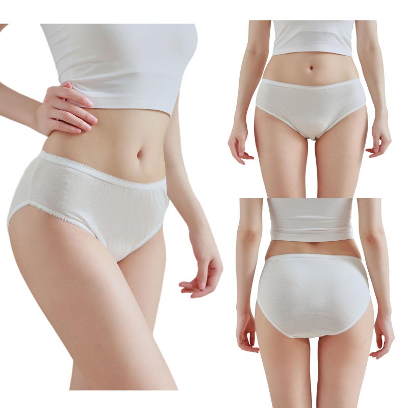 STARLY Women's Disposable Pure Cotton Underwear Travel Panties High Cut Granny Briefs (10pcs,White,L) - Image 2